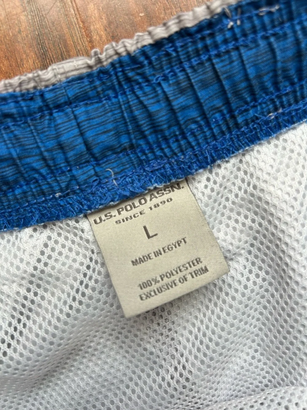 U.S. Polo Assn. Gray White and Royal Blue Colorblock Swim Shorts